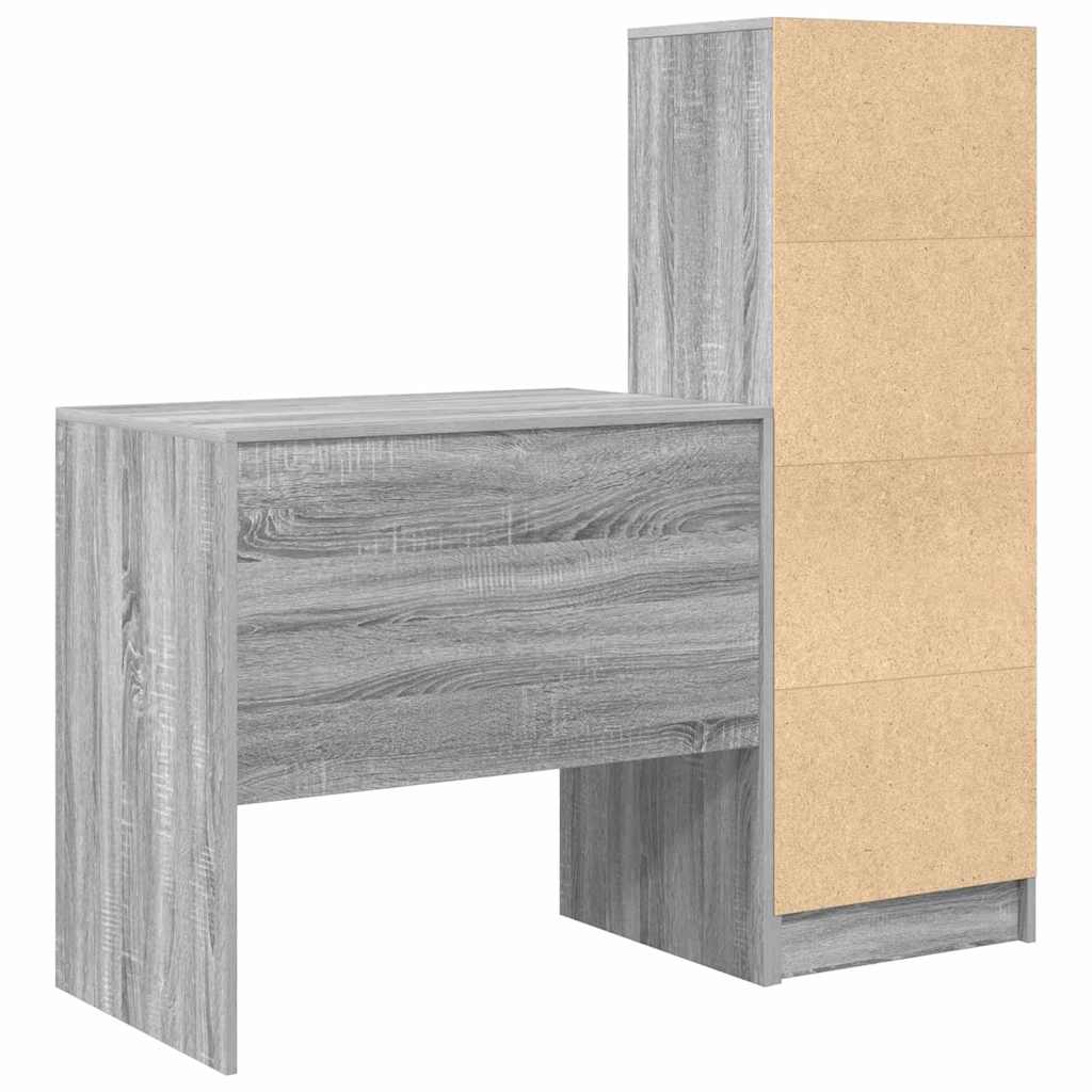 Desk with Storage with Drawer 2 pcs Grey sonoma 80 x 50 x 76 cm