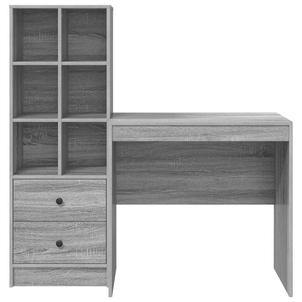 Desk with Storage with Drawer 2 pcs Grey sonoma 80 x 50 x 76 cm