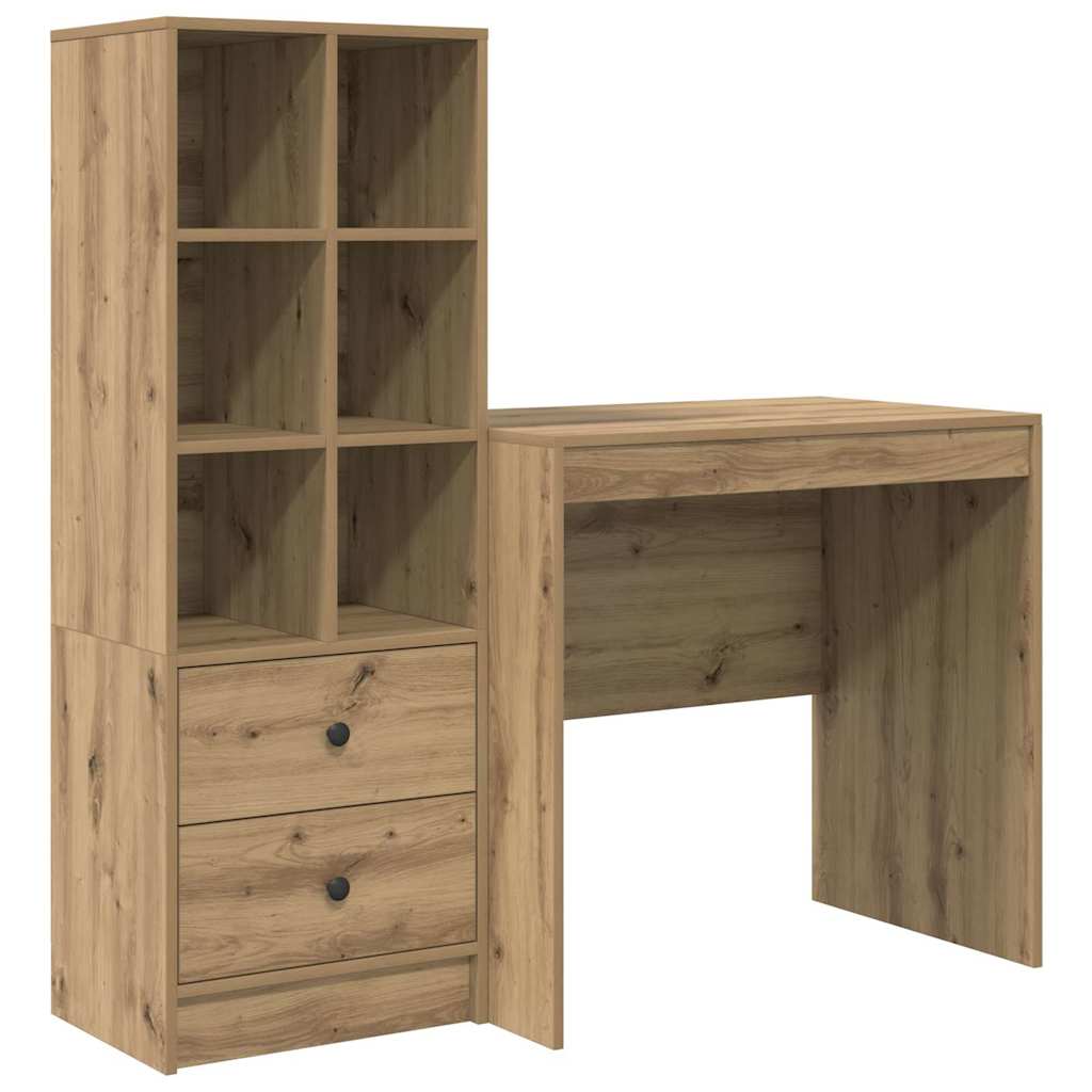 Desk with Storage with Drawer 2 pcs Artisan oak 80 x 50 x 76 cm