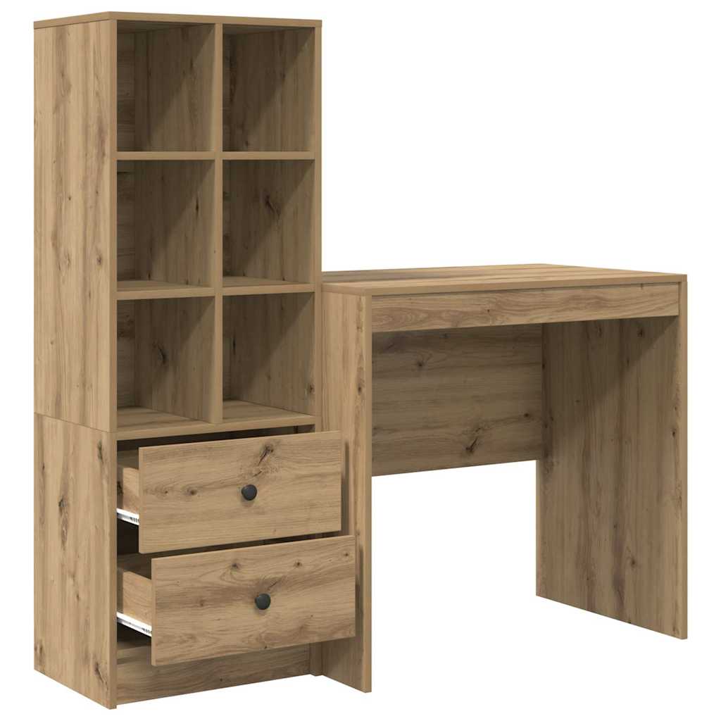 Desk with Storage with Drawer 2 pcs Artisan oak 80 x 50 x 76 cm