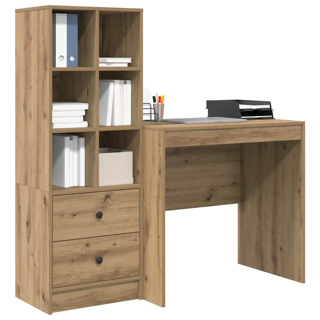 Desk with Storage with Drawer 2 pcs Artisan oak 80 x 50 x 76 cm