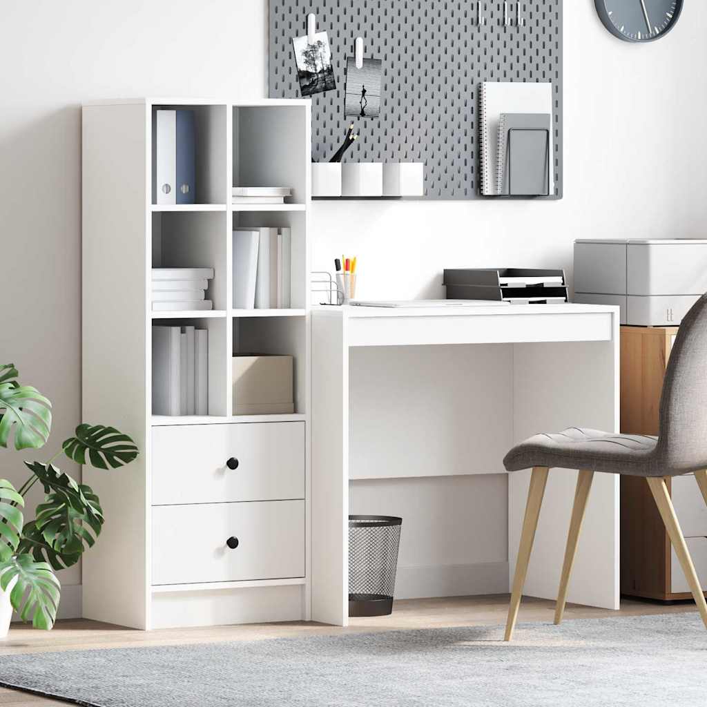 Desk with Storage 2 pcs White 90 x 50 x 76 cm Engineered wood