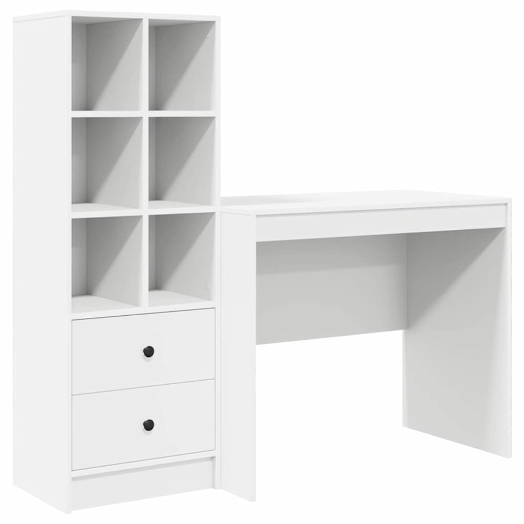 Desk with Storage 2 pcs White 90 x 50 x 76 cm Engineered wood