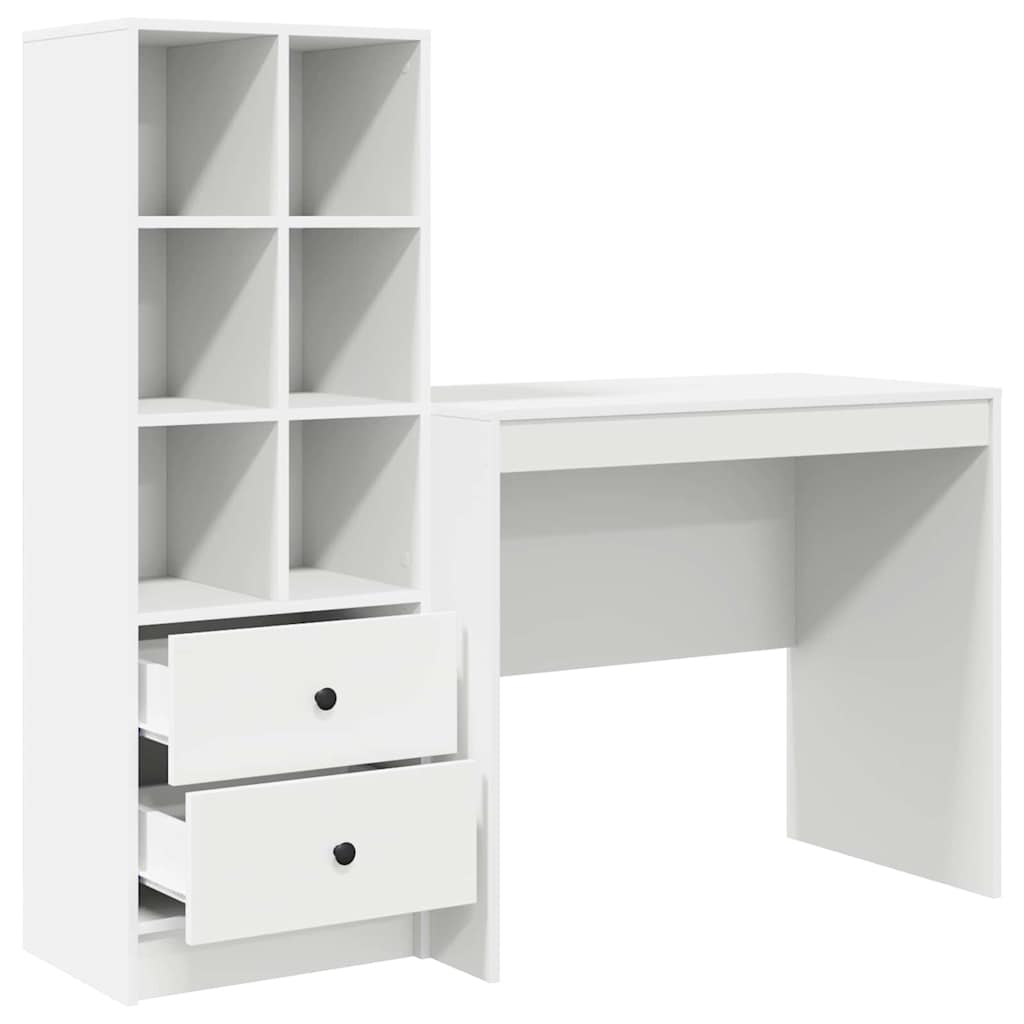 Desk with Storage 2 pcs White 90 x 50 x 76 cm Engineered wood