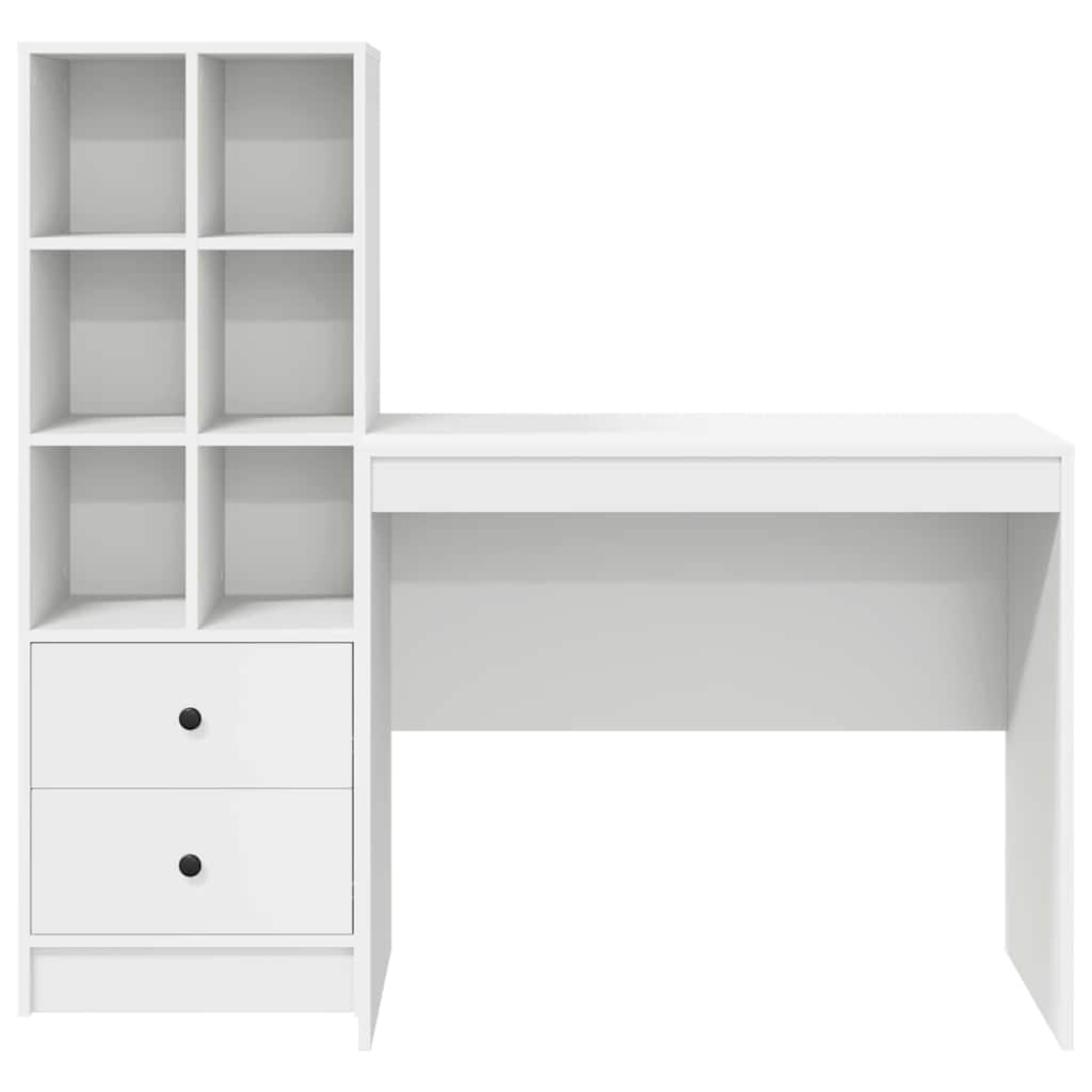 Desk with Storage 2 pcs White 90 x 50 x 76 cm Engineered wood