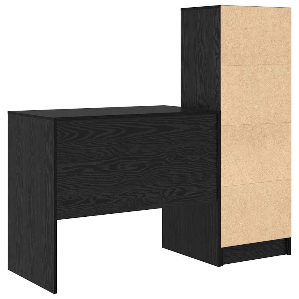 Desk with Storage with Drawer 2 pcs Black oak 90 x 50 x 76 cm