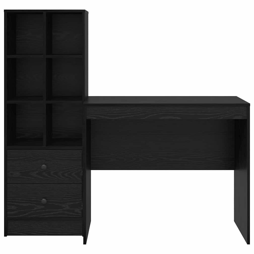 Desk with Storage with Drawer 2 pcs Black oak 90 x 50 x 76 cm