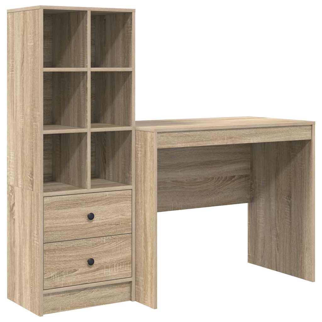 Desk with Storage with Drawer 2 pcs Sonoma Oak 90 x 50 x 76 cm