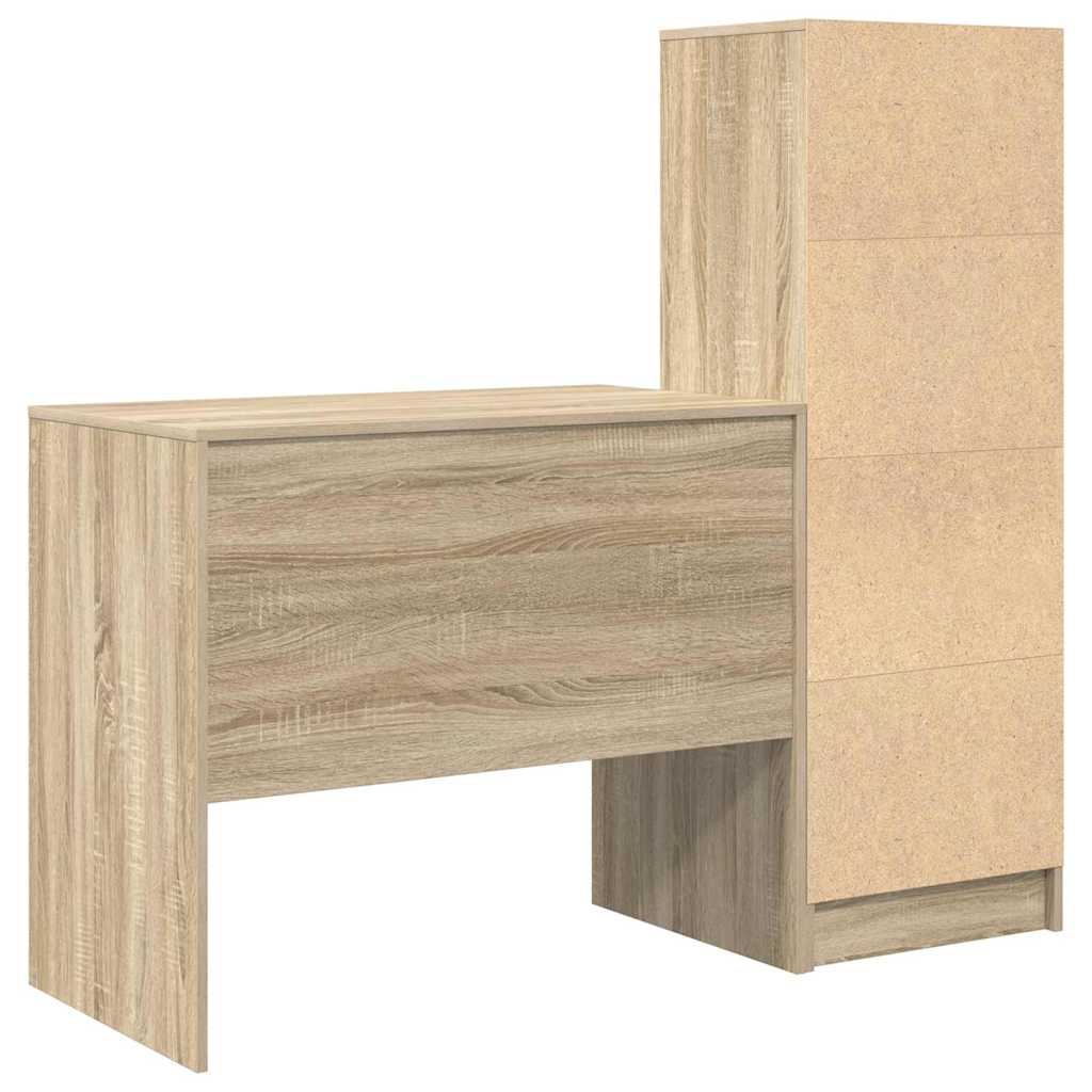 Desk with Storage with Drawer 2 pcs Sonoma Oak 90 x 50 x 76 cm