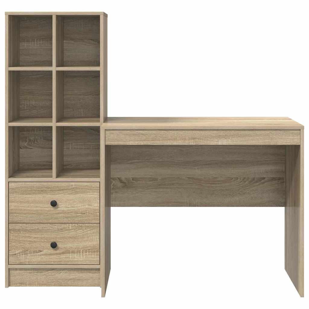 Desk with Storage with Drawer 2 pcs Sonoma Oak 90 x 50 x 76 cm