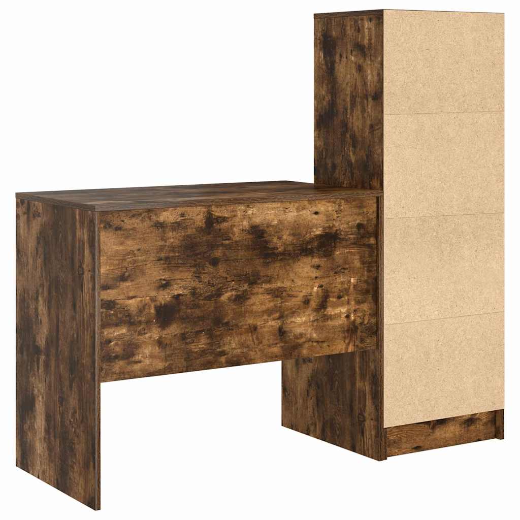 Desk with Storage with Drawer 2 pcs Smoked Oak 90 x 50 x 76 cm