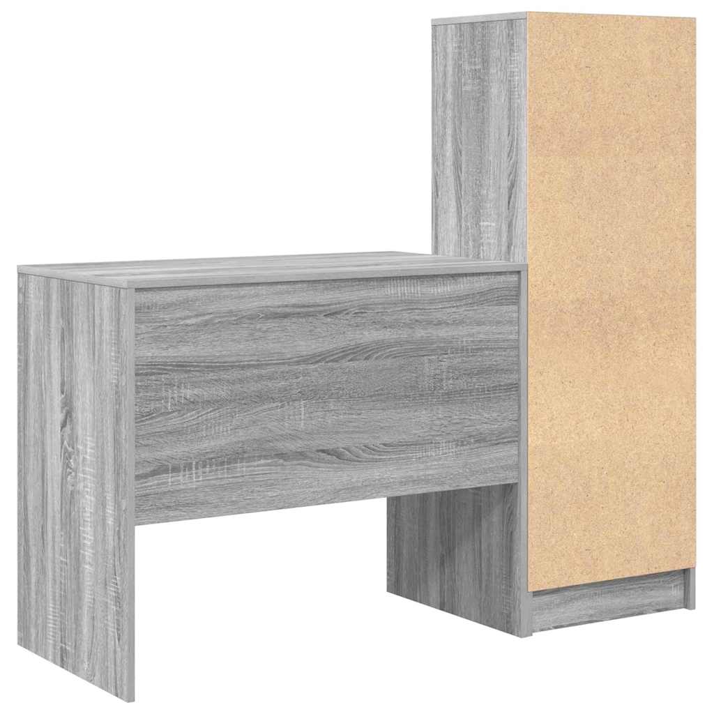 Desk with Storage with Drawer 2 pcs Grey sonoma 90 x 50 x 76 cm