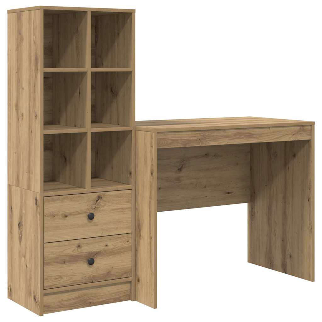Desk with Storage with Drawer 2 pcs Artisan oak 90 x 50 x 76 cm