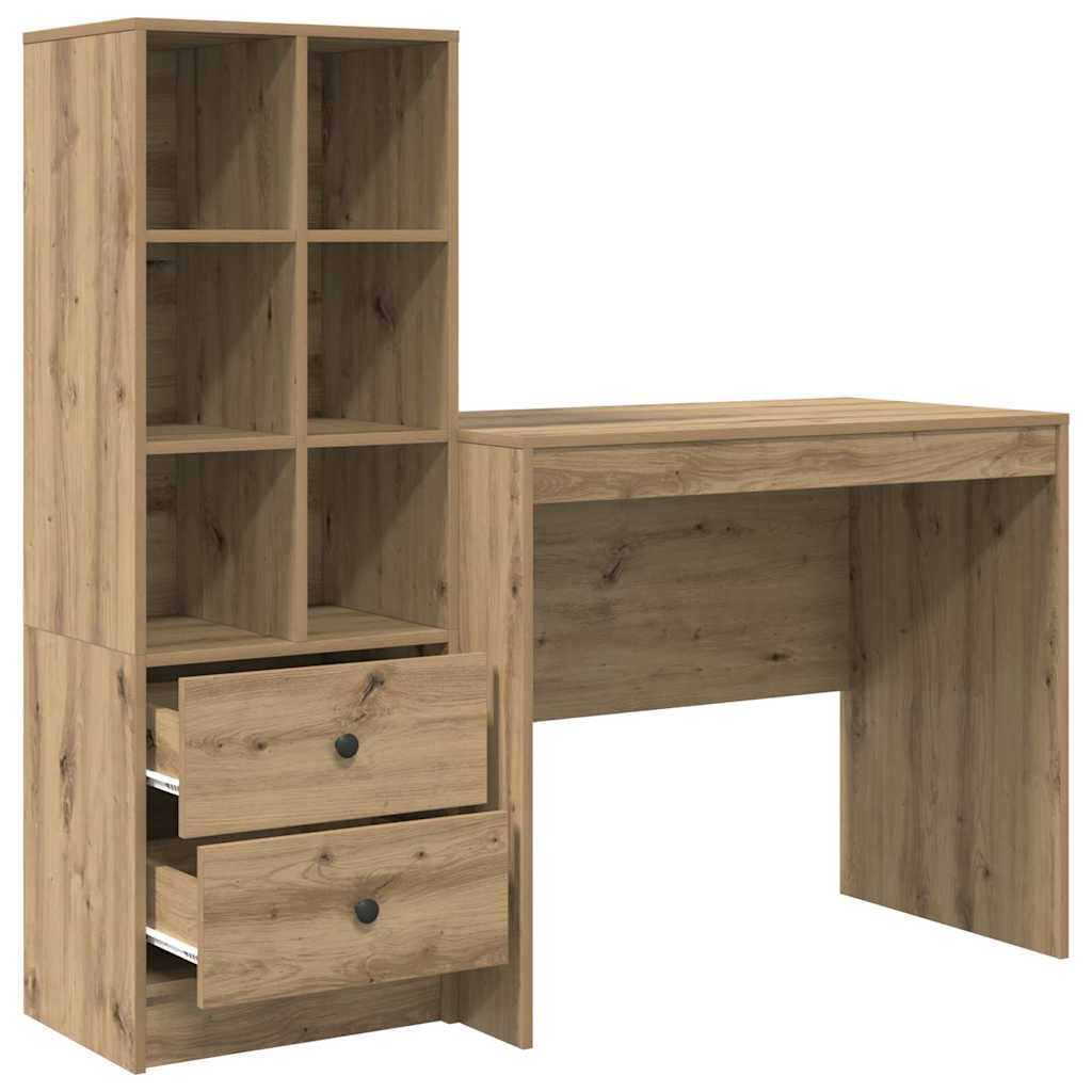 Desk with Storage with Drawer 2 pcs Artisan oak 90 x 50 x 76 cm