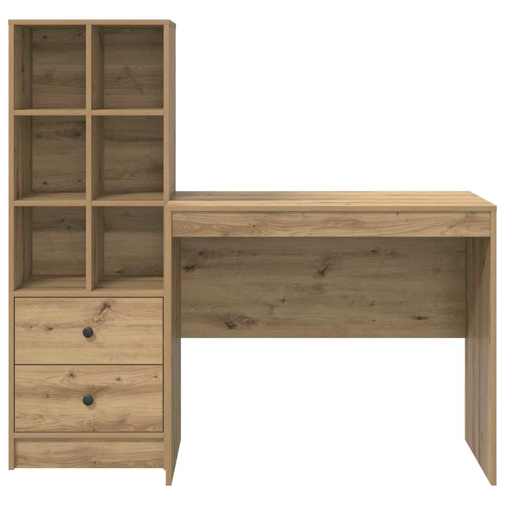 Desk with Storage with Drawer 2 pcs Artisan oak 90 x 50 x 76 cm