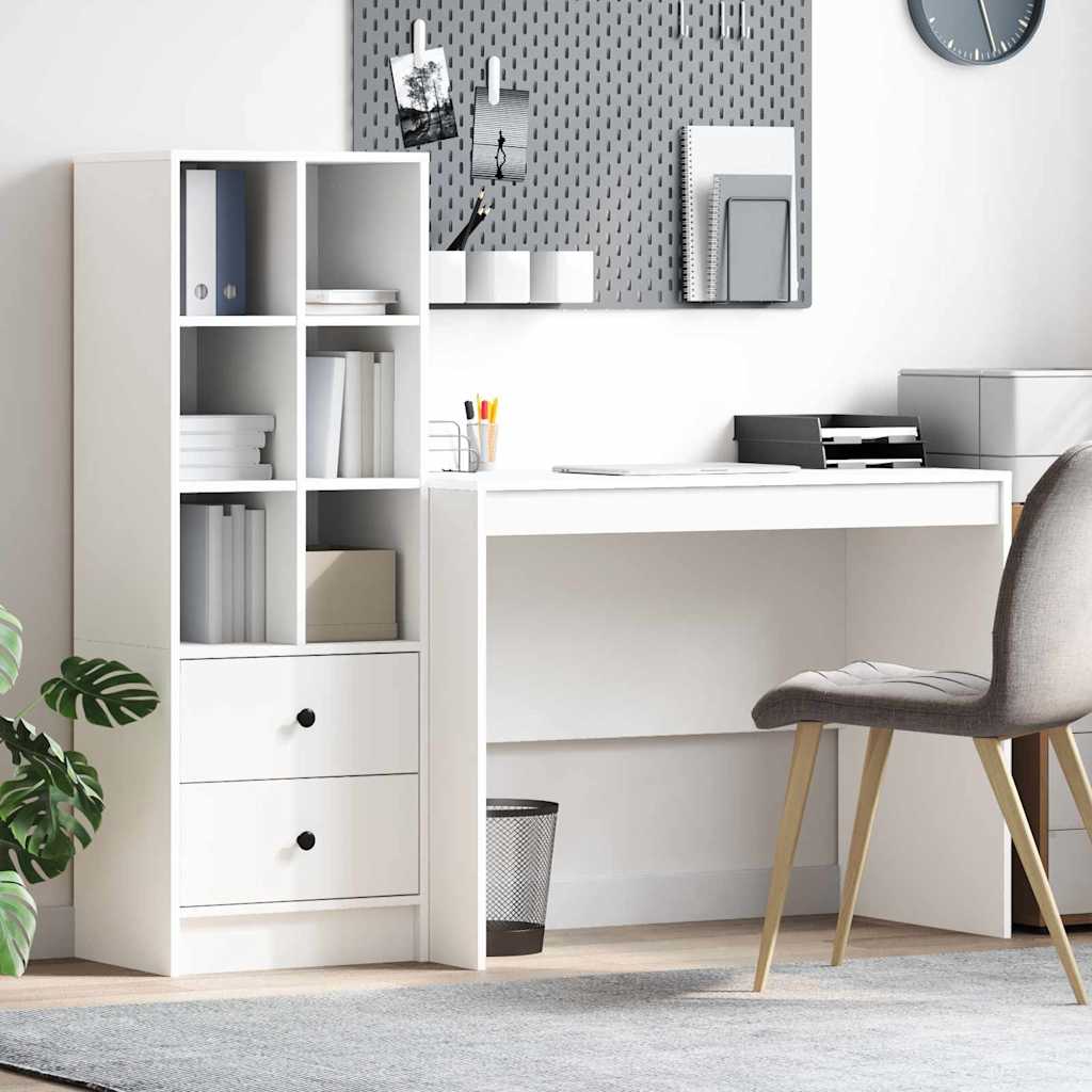 Desk with Storage 2 pcs White 100 x 50 x 76 cm Engineered wood