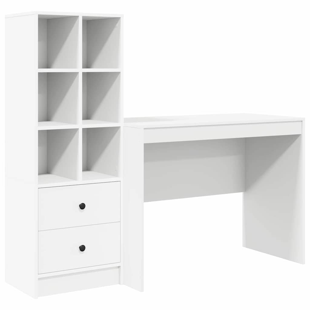Desk with Storage 2 pcs White 100 x 50 x 76 cm Engineered wood
