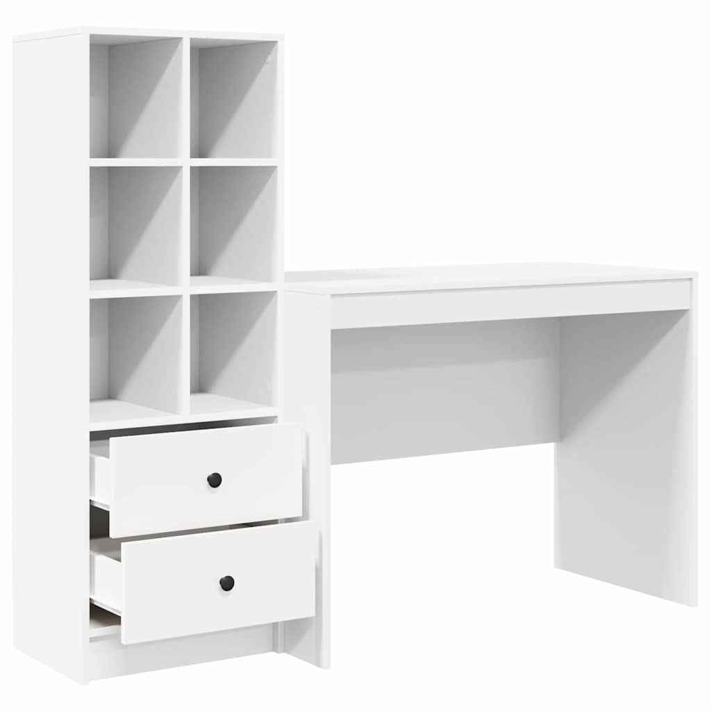 Desk with Storage 2 pcs White 100 x 50 x 76 cm Engineered wood