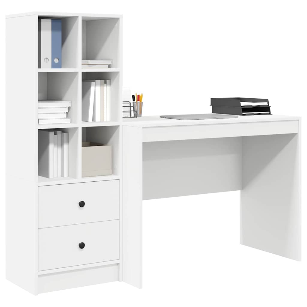 Desk with Storage 2 pcs White 100 x 50 x 76 cm Engineered wood