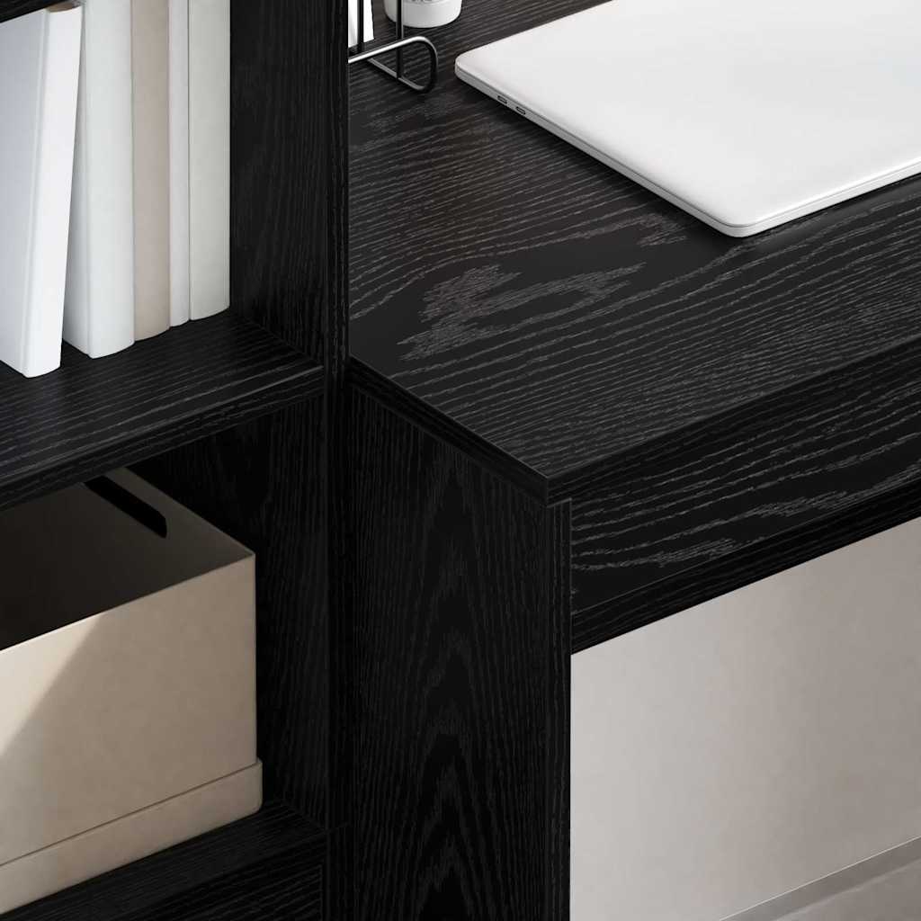 Desk with Storage with Drawer 2 pcs Black oak 100 x 50 x 76 cm