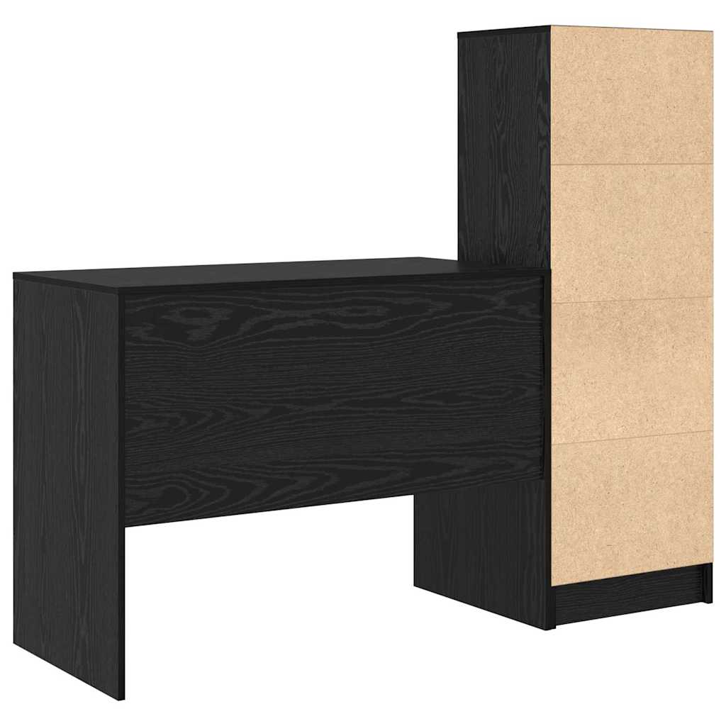 Desk with Storage with Drawer 2 pcs Black oak 100 x 50 x 76 cm
