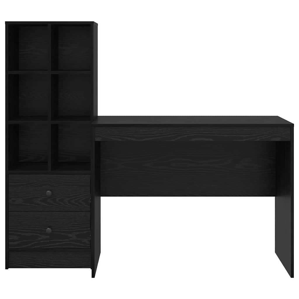 Desk with Storage with Drawer 2 pcs Black oak 100 x 50 x 76 cm
