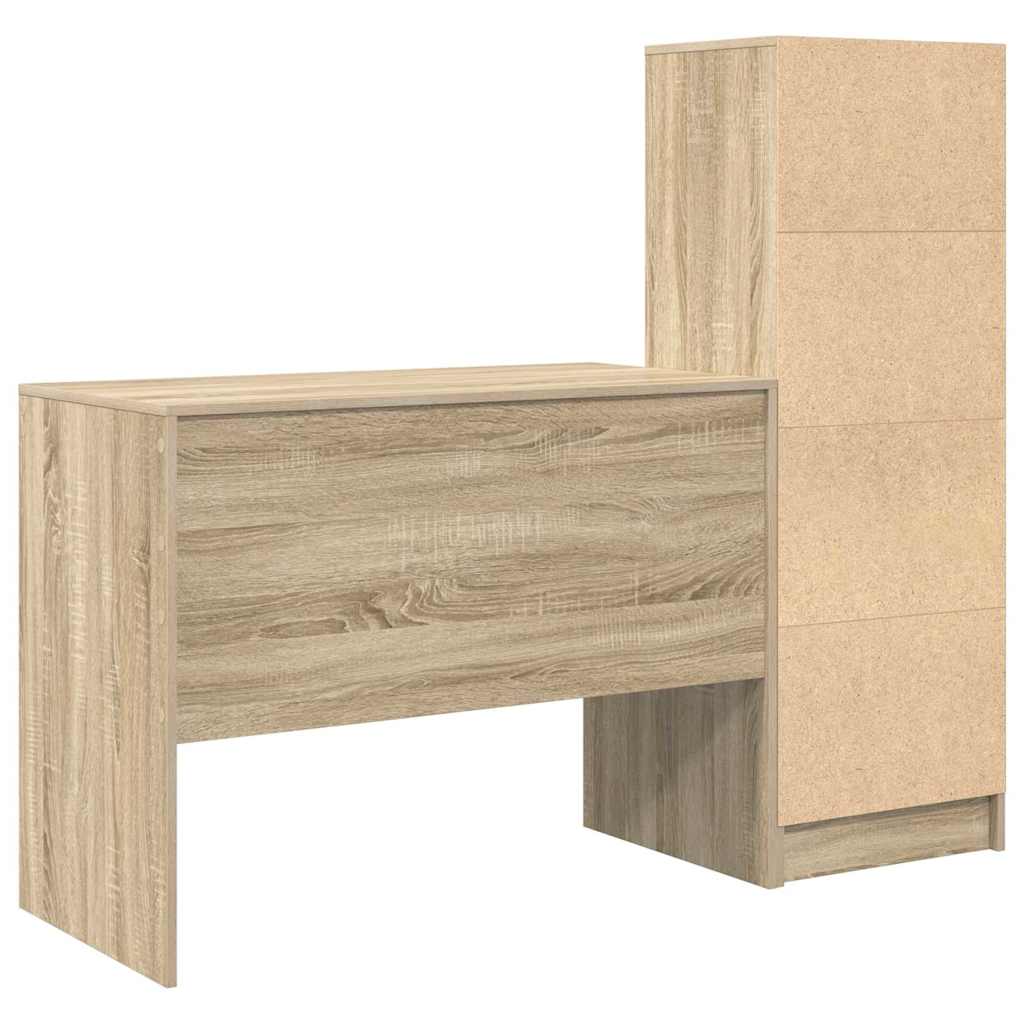 Desk with Storage with Drawer 2 pcs Sonoma Oak 100 x 50 x 76 cm