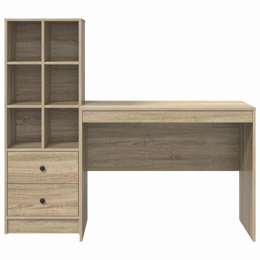 Desk with Storage with Drawer 2 pcs Sonoma Oak 100 x 50 x 76 cm
