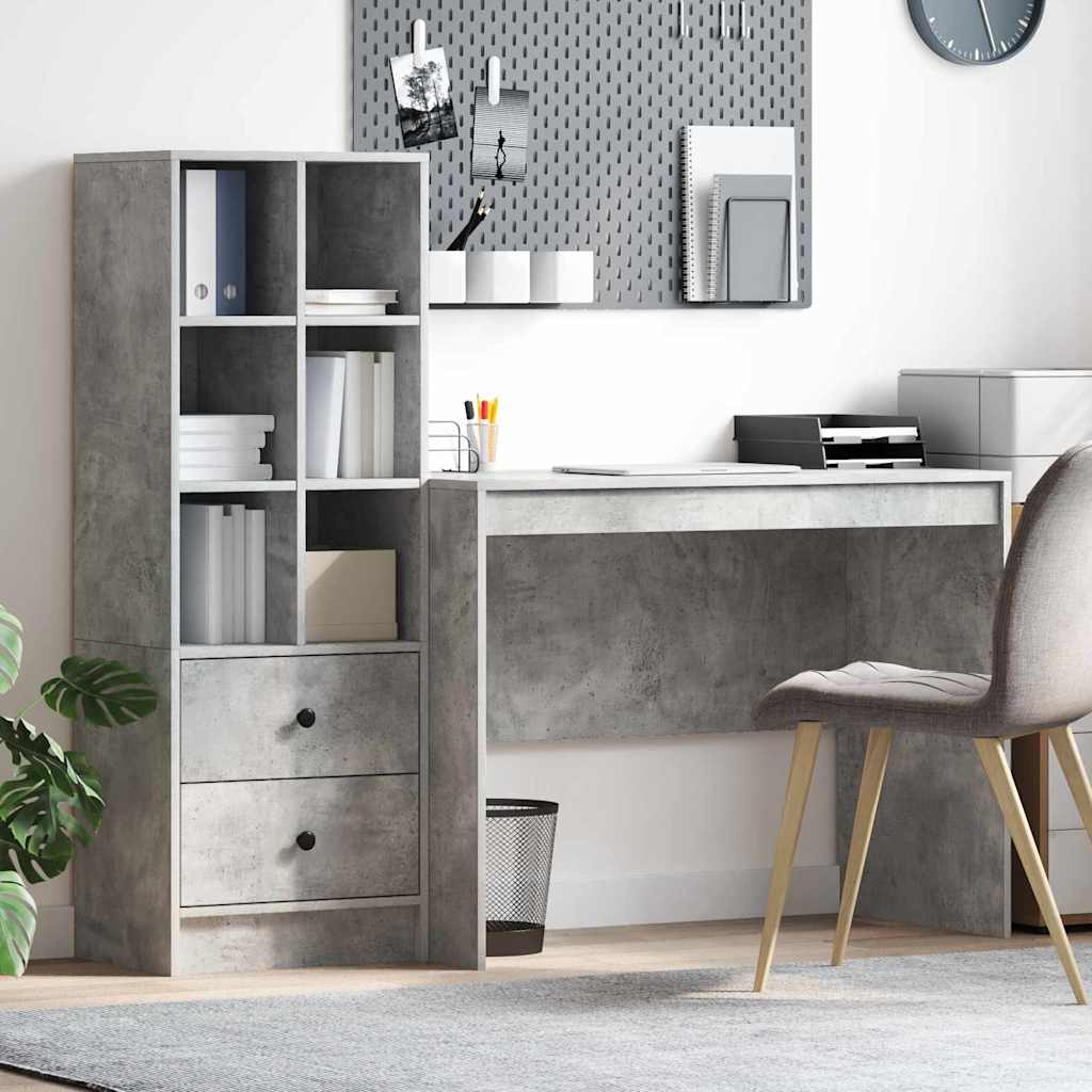Desk with Storage 2 pcs Concrete Grey 100 x 50 x 76 cm