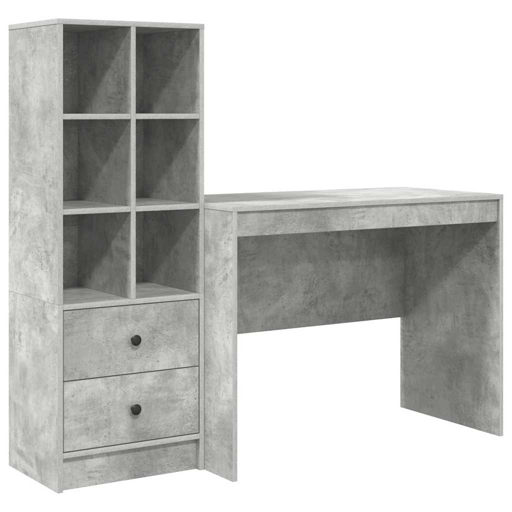 Desk with Storage 2 pcs Concrete Grey 100 x 50 x 76 cm
