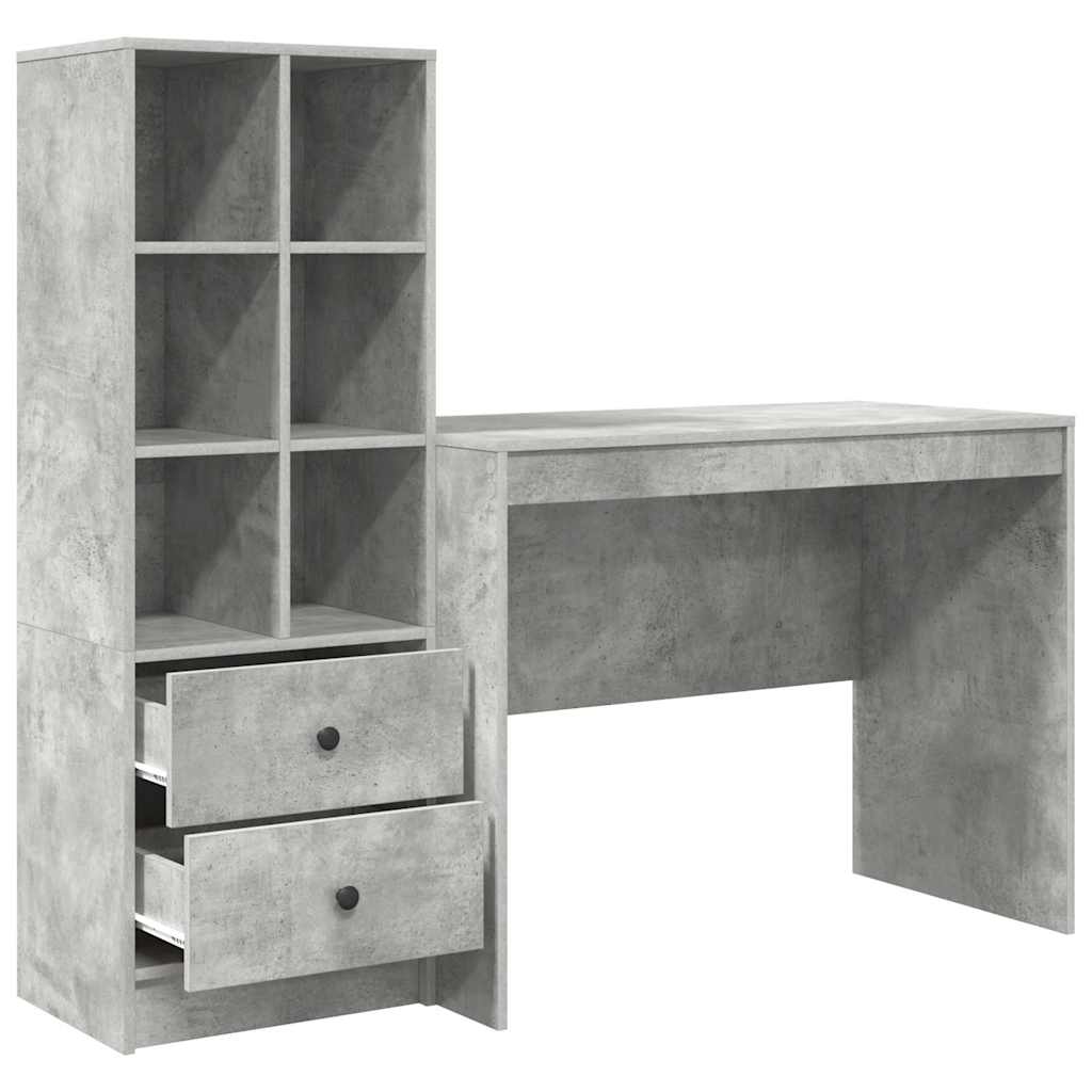 Desk with Storage 2 pcs Concrete Grey 100 x 50 x 76 cm