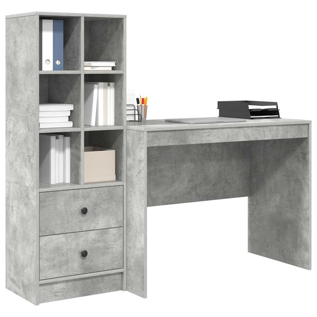 Desk with Storage 2 pcs Concrete Grey 100 x 50 x 76 cm