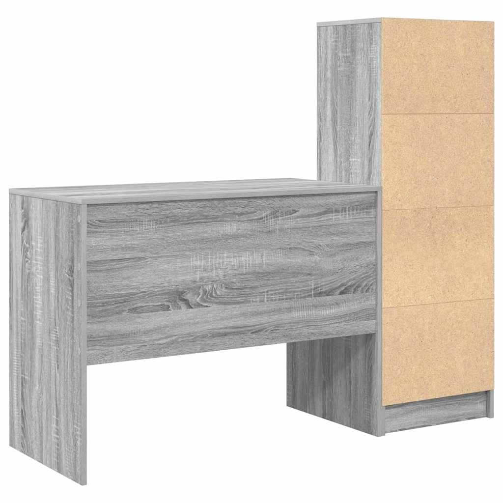 Desk with Storage with Shelf 2 pcs Grey sonoma 100 x 50 x 76 cm