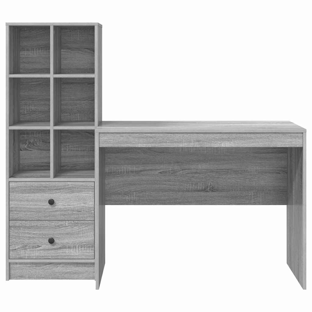 Desk with Storage with Shelf 2 pcs Grey sonoma 100 x 50 x 76 cm