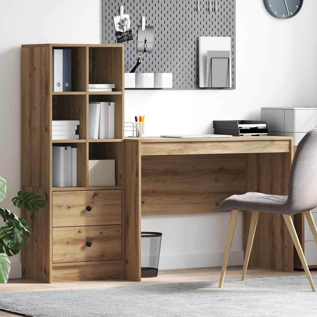 Desk with Storage with Shelf 2 pcs Artisan oak 100 x 50 x 76 cm