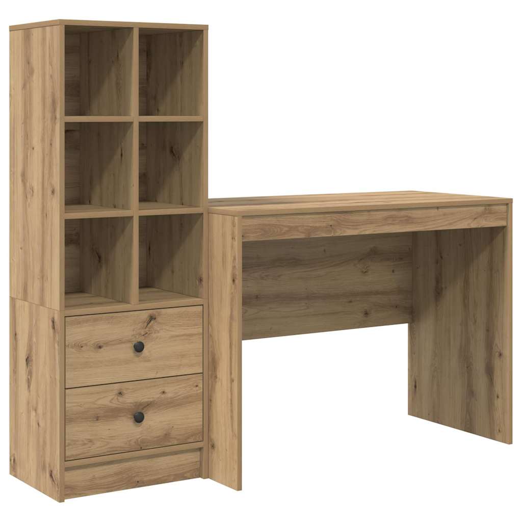 Desk with Storage with Shelf 2 pcs Artisan oak 100 x 50 x 76 cm