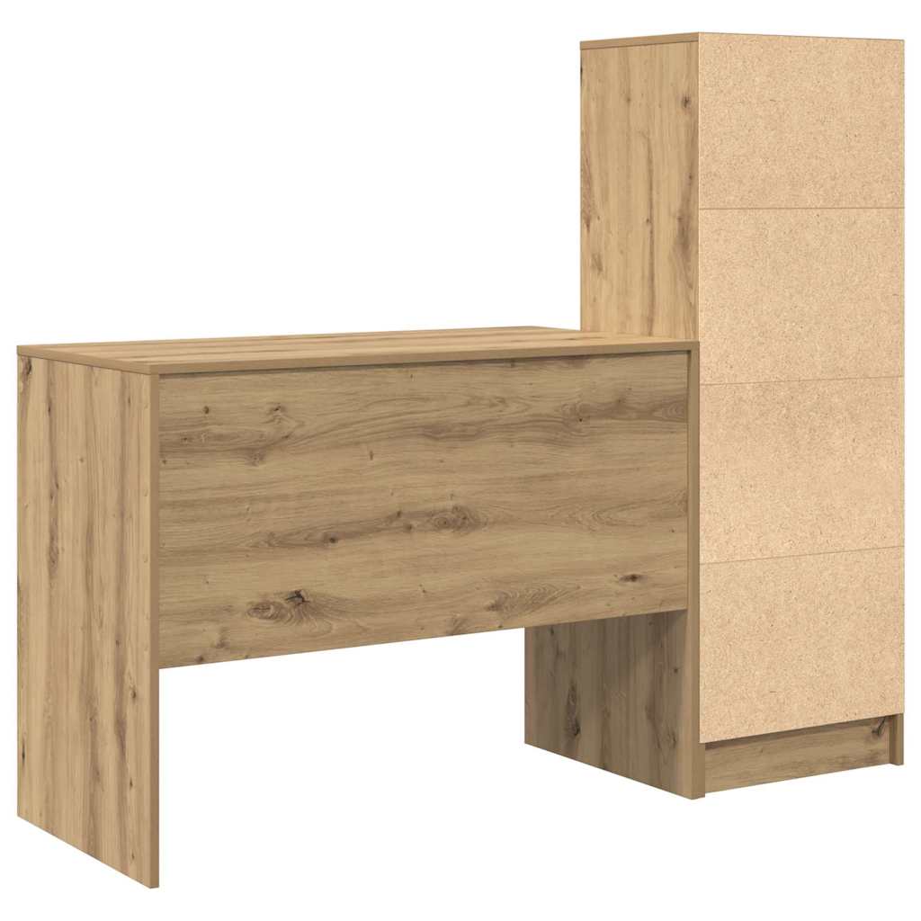 Desk with Storage with Shelf 2 pcs Artisan oak 100 x 50 x 76 cm