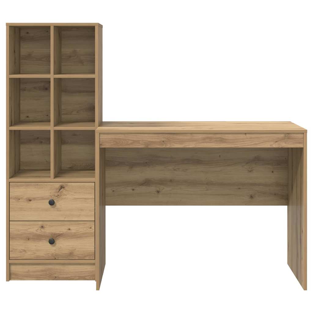 Desk with Storage with Shelf 2 pcs Artisan oak 100 x 50 x 76 cm
