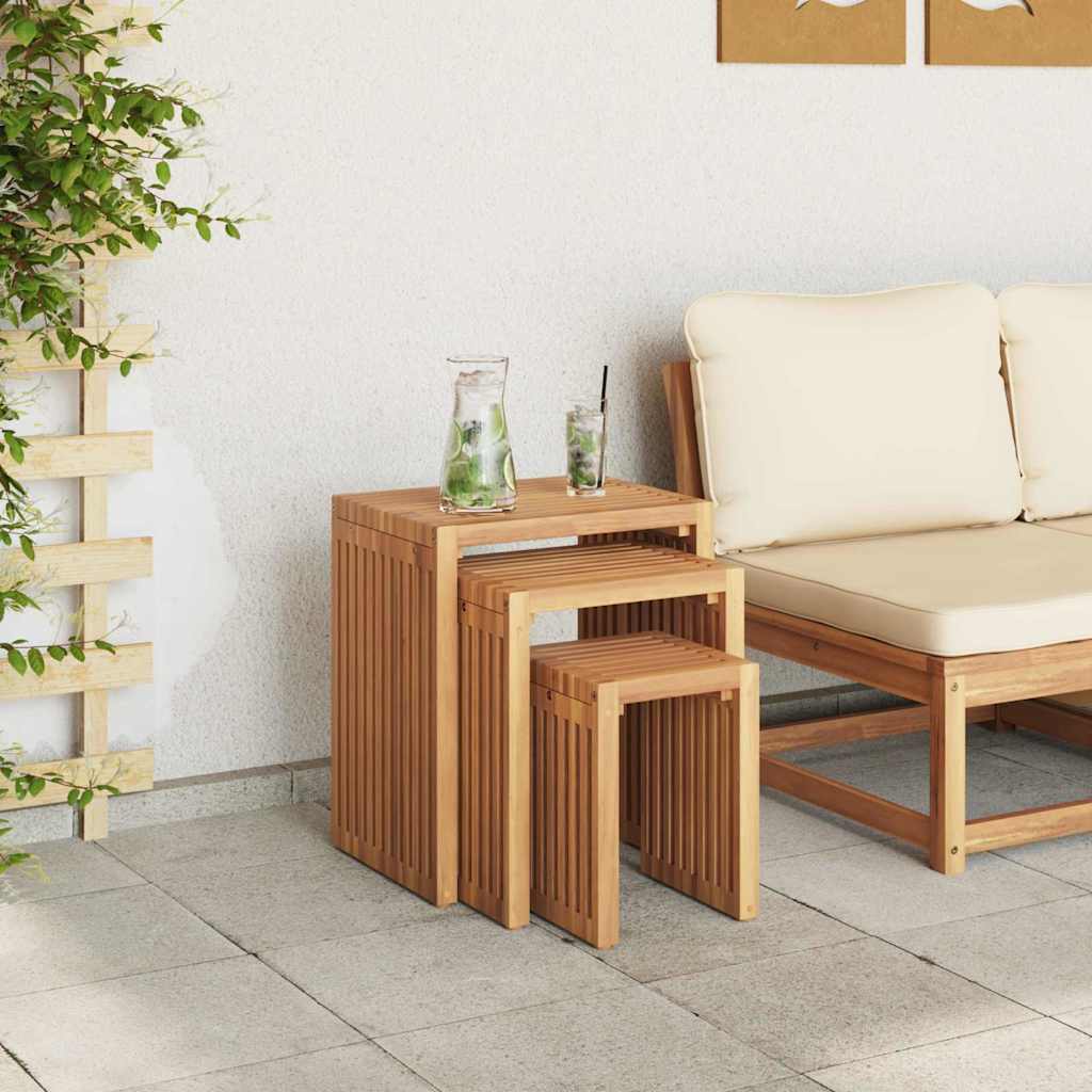 Nest of SideTables Stackable 3 pcs Brown 33 x 44.5 x 51 cm