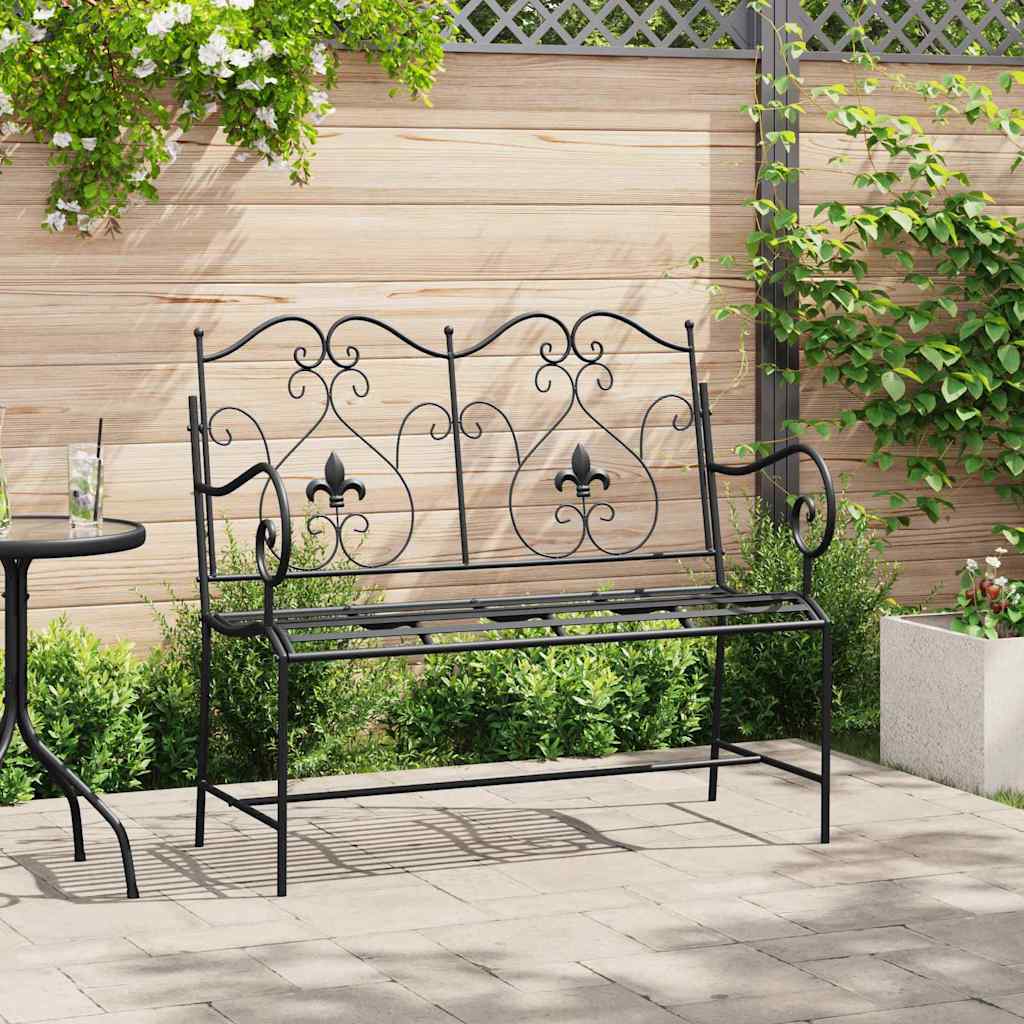 Garden Bench Black 104 x 54 x 93cm Steel