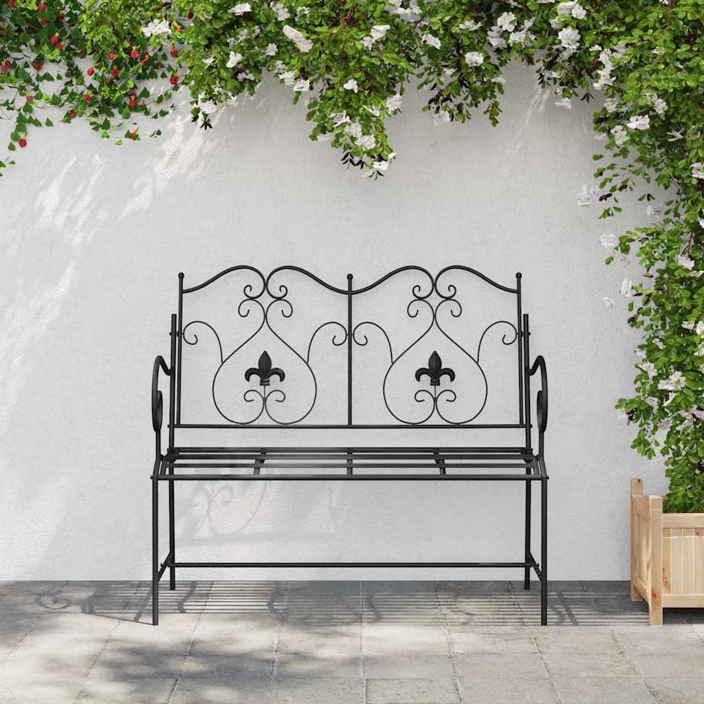 Garden Bench Black 104 x 54 x 93cm Steel