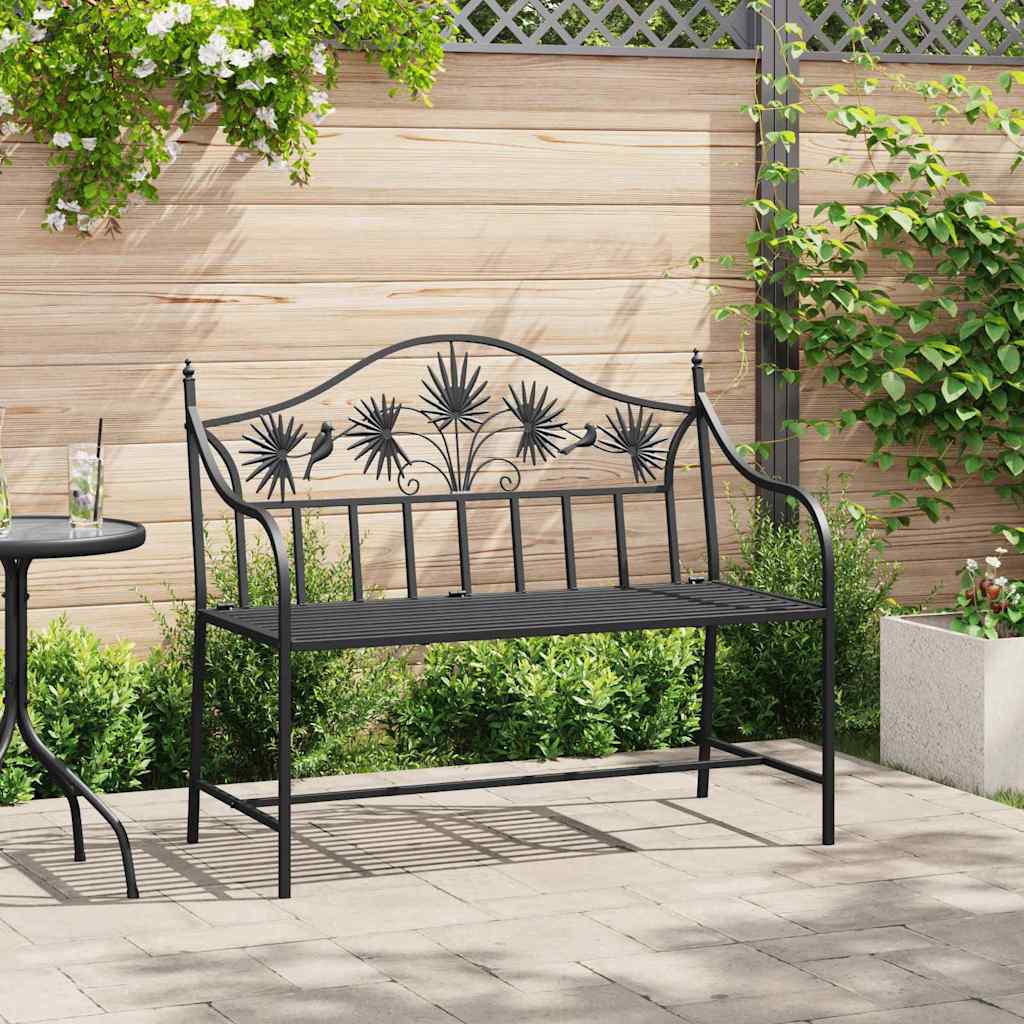Garden Bench Black 104 x 54 x 93cm Steel