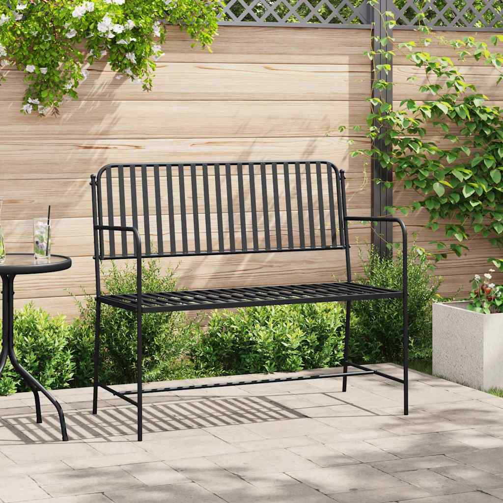 Garden Bench Black 104 x 54 x 93cm Steel