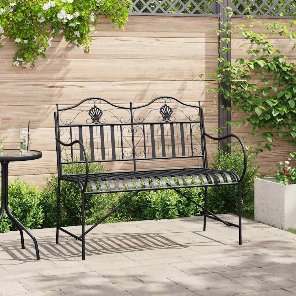 Garden Bench Black 104 x 54 x 93cm Steel