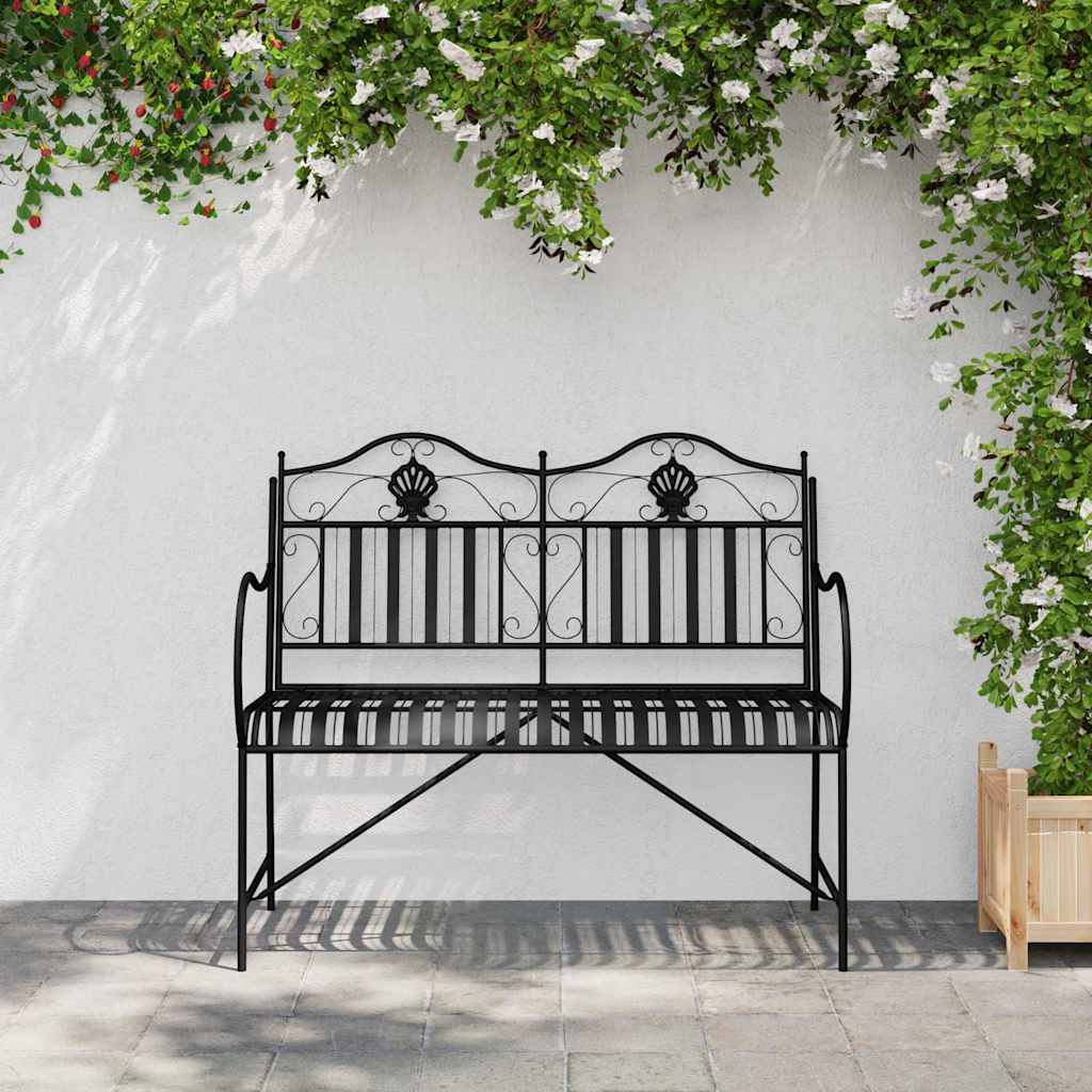 Garden Bench Black 104 x 54 x 93cm Steel