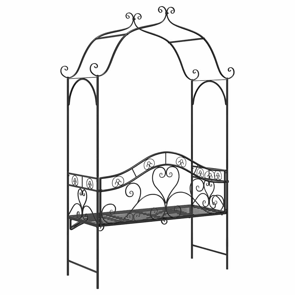 Garden Bench with Cushion Black 104 x 54 x 93cm Steel