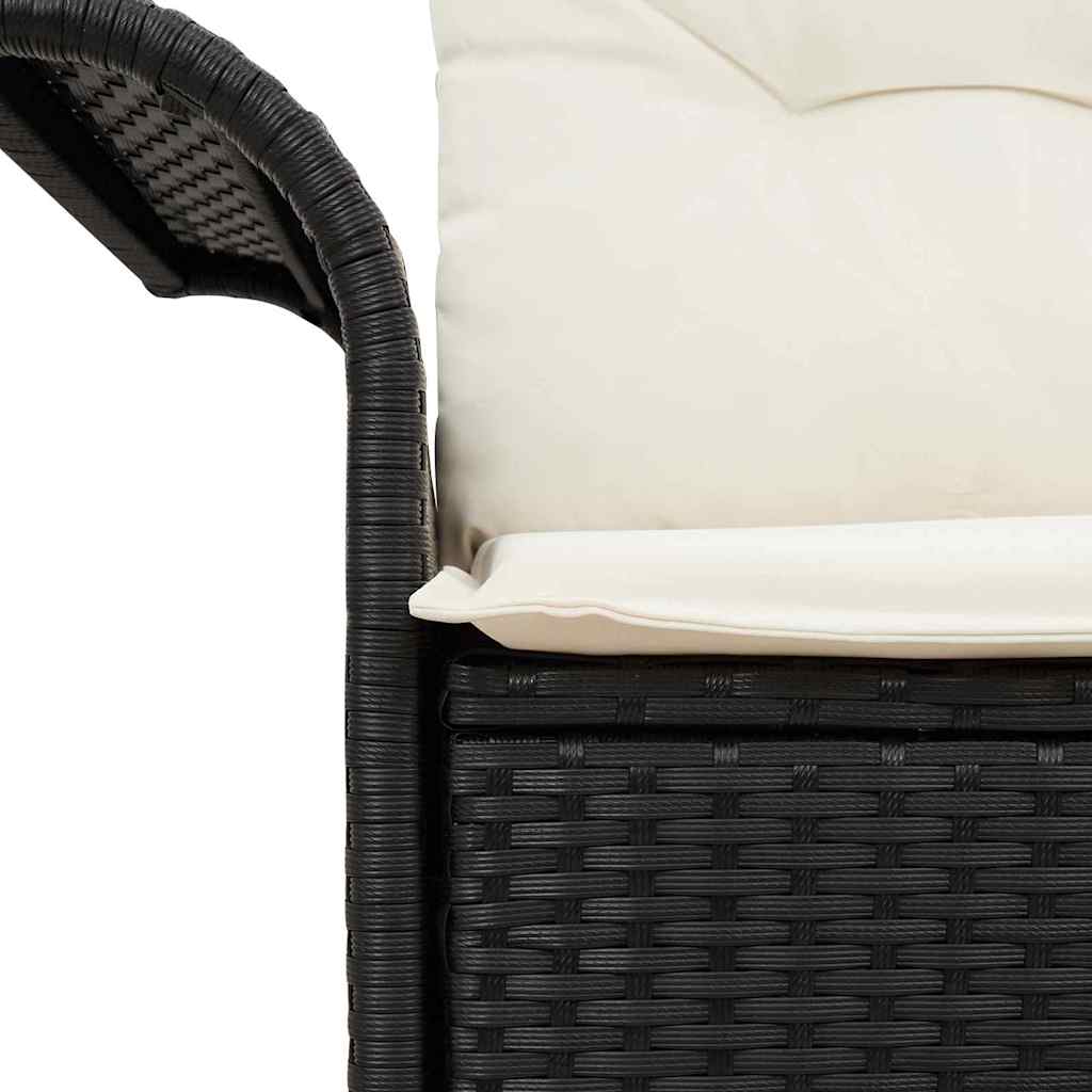 Garden Sofa with Cushion Black 141 x 62 x 69cm Poly Rattan