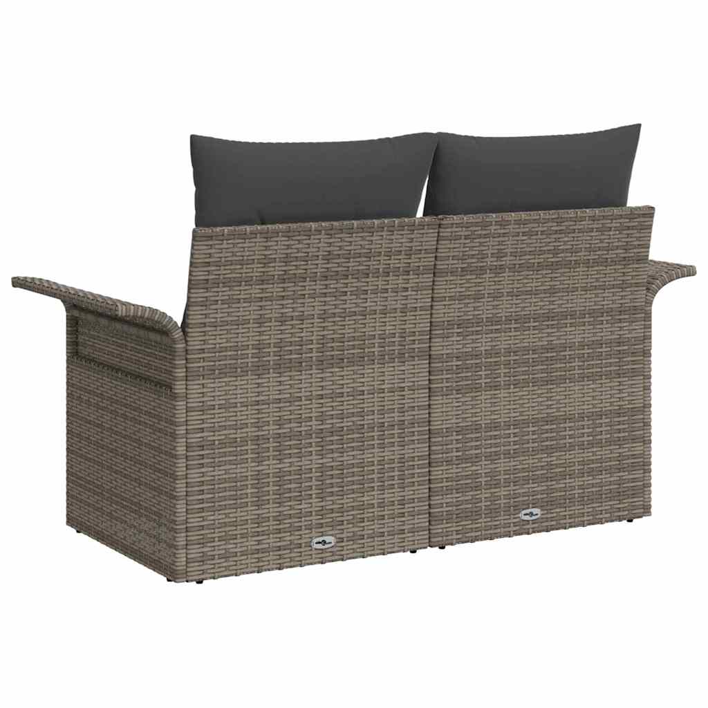 Garden Sofa with Cushion Grey 141 x 62 x 69cm Poly Rattan