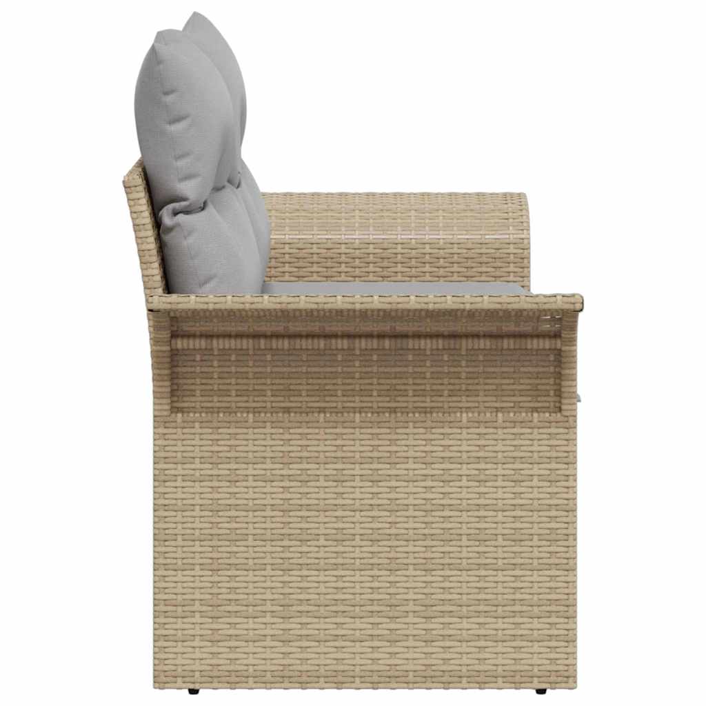 Garden Sofa with Cushion Beige 141 x 62 x 69cm Poly Rattan
