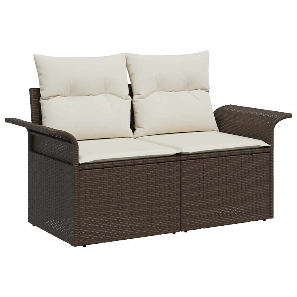 Garden Sofa with Cushion Brown 141 x 62 x 69cm Poly Rattan